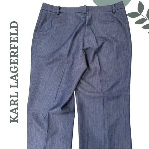 Karl Lagerfeld Paris Wide-Leg Dress Pants – Blue Chambray, Size 16 - Picture 4 of 6